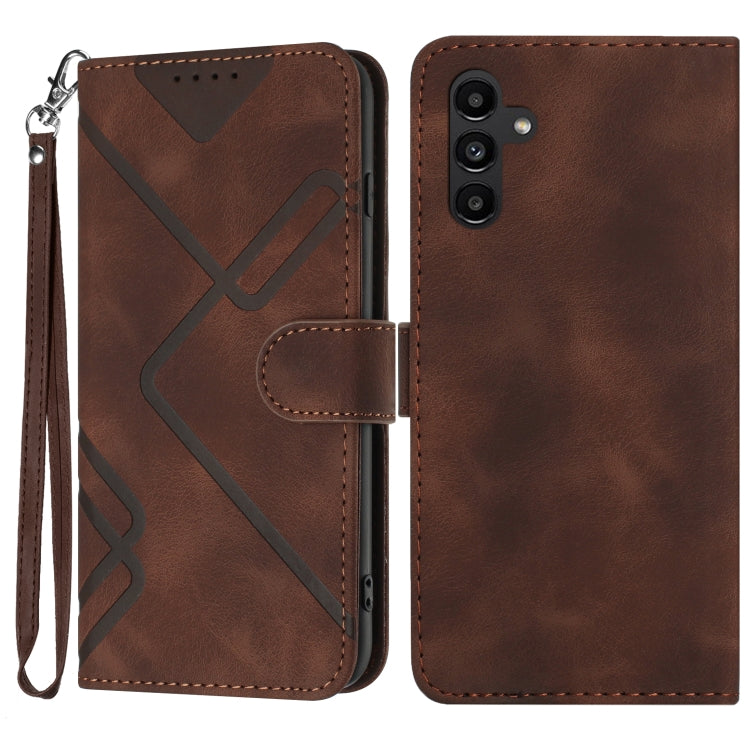 Line Pattern Skin Feel Leather Phone Case
