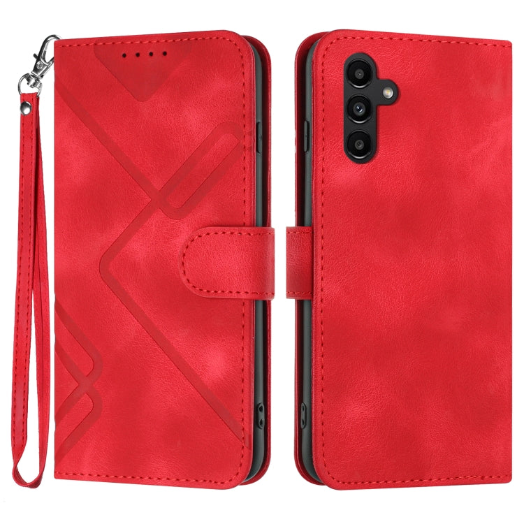 Line Pattern Skin Feel Leather Phone Case