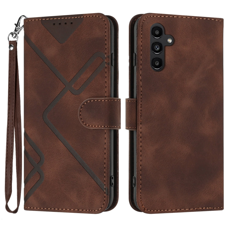 Line Pattern Skin Feel Leather Phone Case