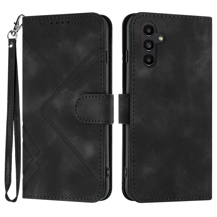 Line Pattern Skin Feel Leather Phone Case