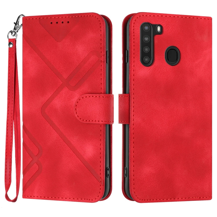 Line Pattern Skin Feel Leather Phone Case