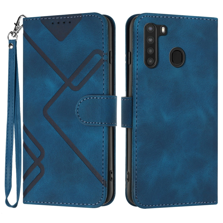 Line Pattern Skin Feel Leather Phone Case