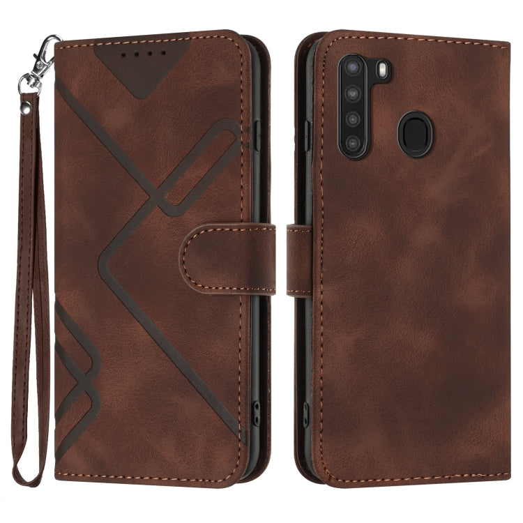 Line Pattern Skin Feel Leather Phone Case