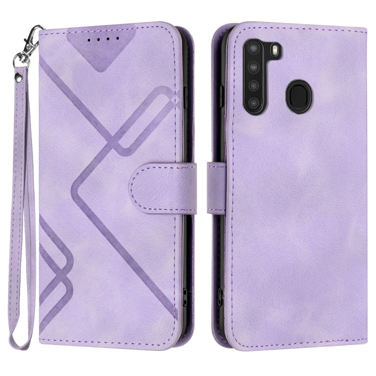 Line Pattern Skin Feel Leather Phone Case