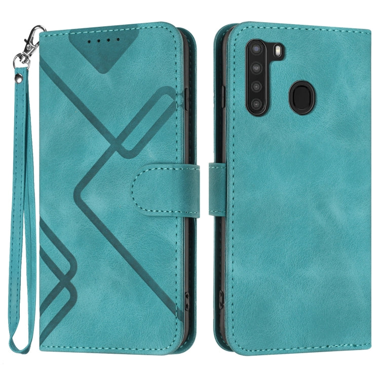 Line Pattern Skin Feel Leather Phone Case