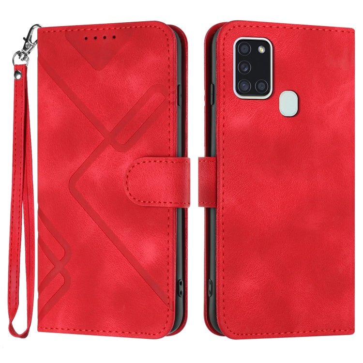 Line Pattern Skin Feel Leather Phone Case