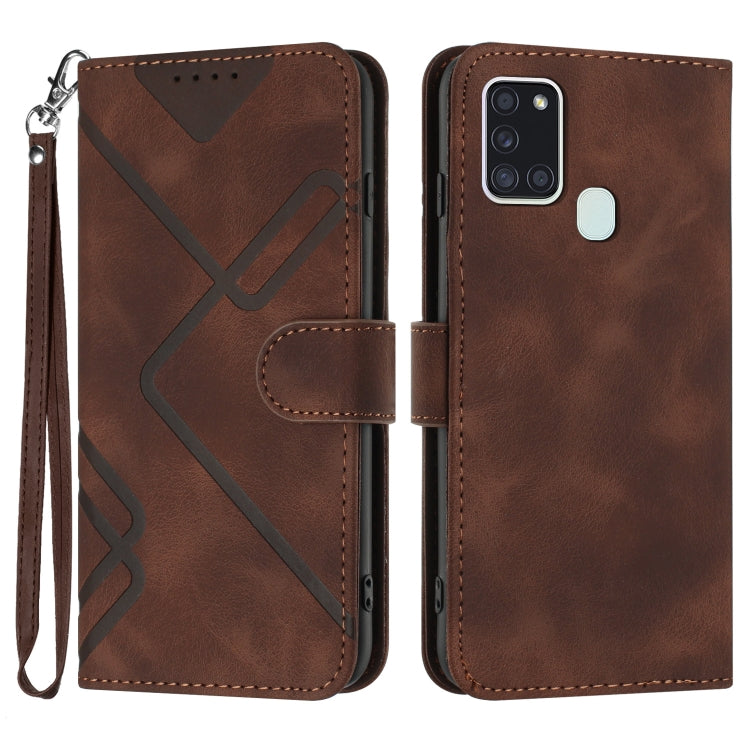 Line Pattern Skin Feel Leather Phone Case