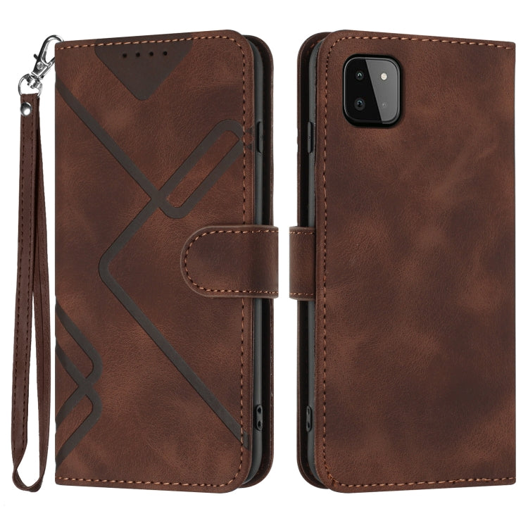 Line Pattern Skin Feel Leather Phone Case