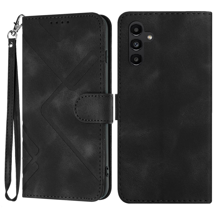Line Pattern Skin Feel Leather Phone Case