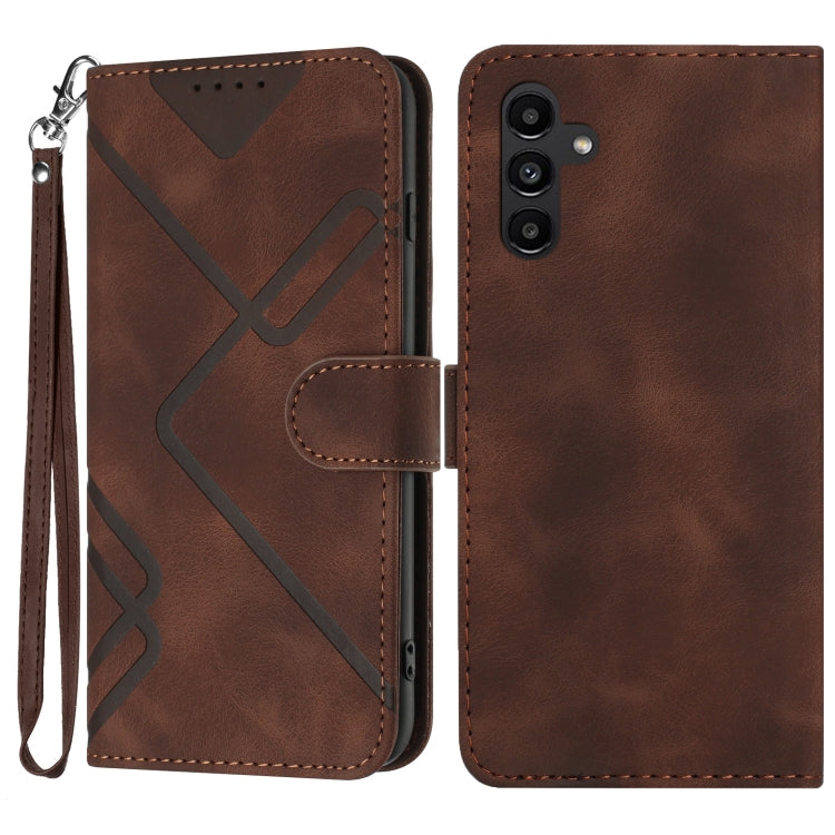 Line Pattern Skin Feel Leather Phone Case
