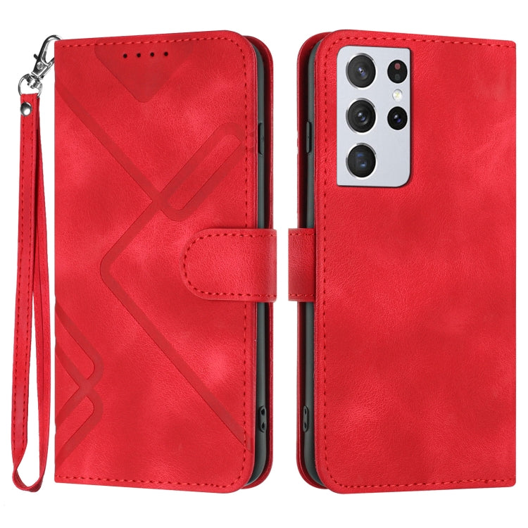 Line Pattern Skin Feel Leather Phone Case