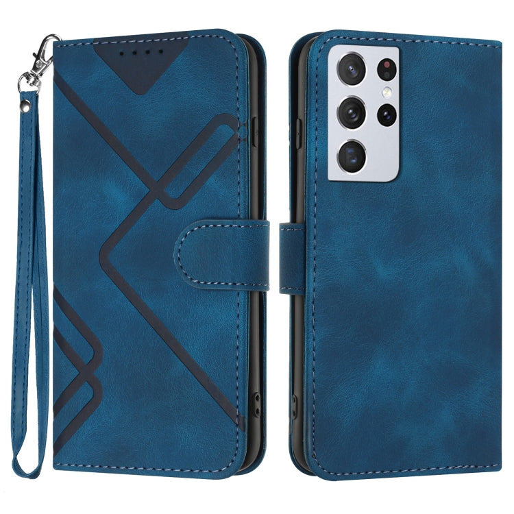 Line Pattern Skin Feel Leather Phone Case