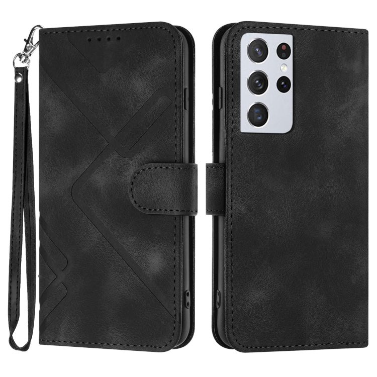 Line Pattern Skin Feel Leather Phone Case
