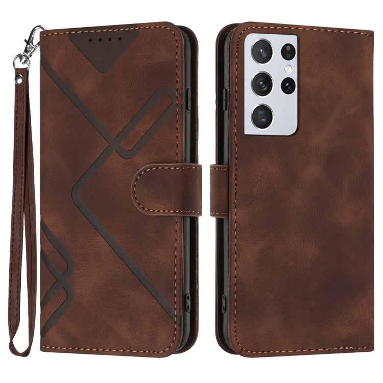 Line Pattern Skin Feel Leather Phone Case