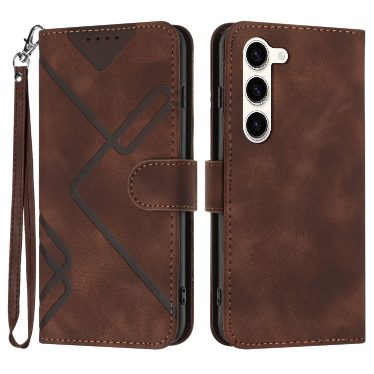 Line Pattern Skin Feel Leather Phone Case