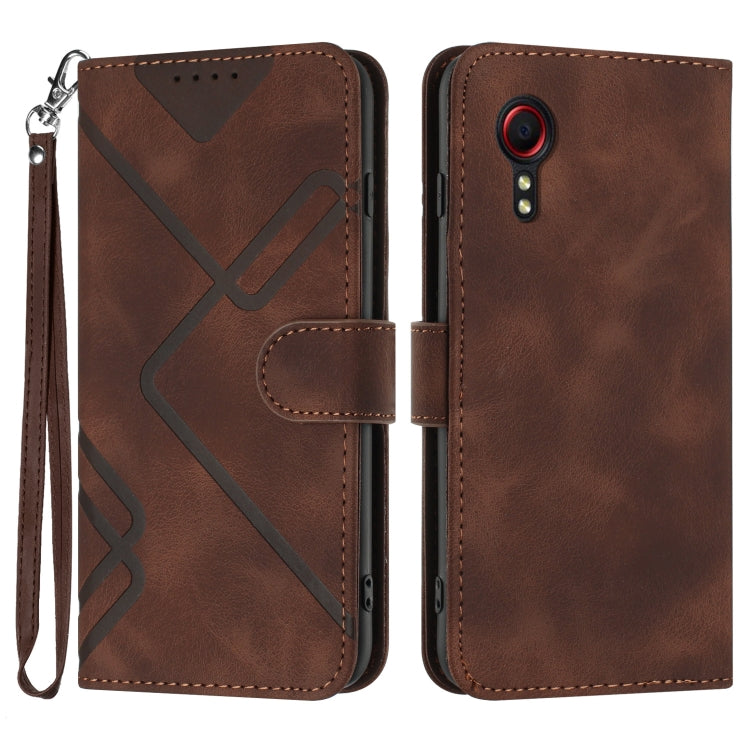 Line Pattern Skin Feel Leather Phone Case