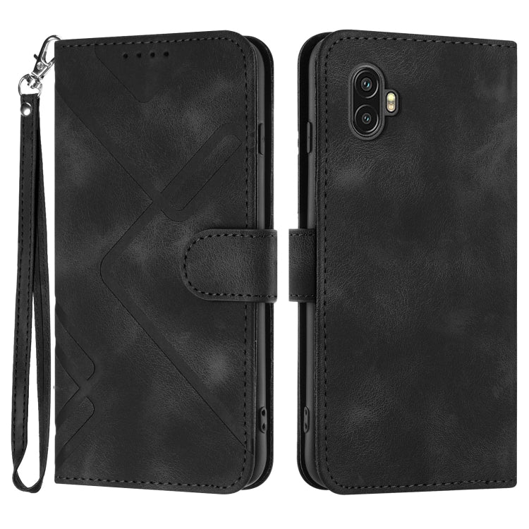 Line Pattern Skin Feel Leather Phone Case