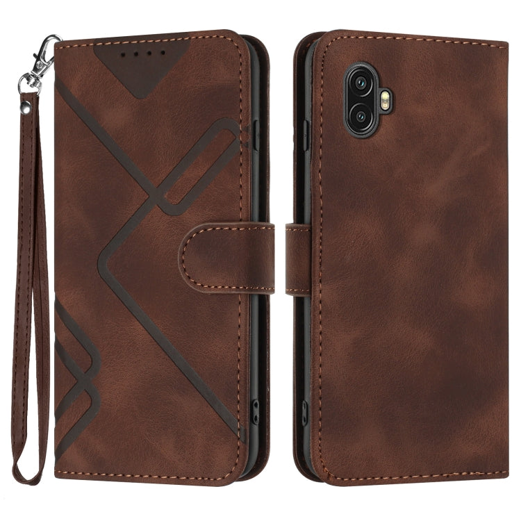 Line Pattern Skin Feel Leather Phone Case