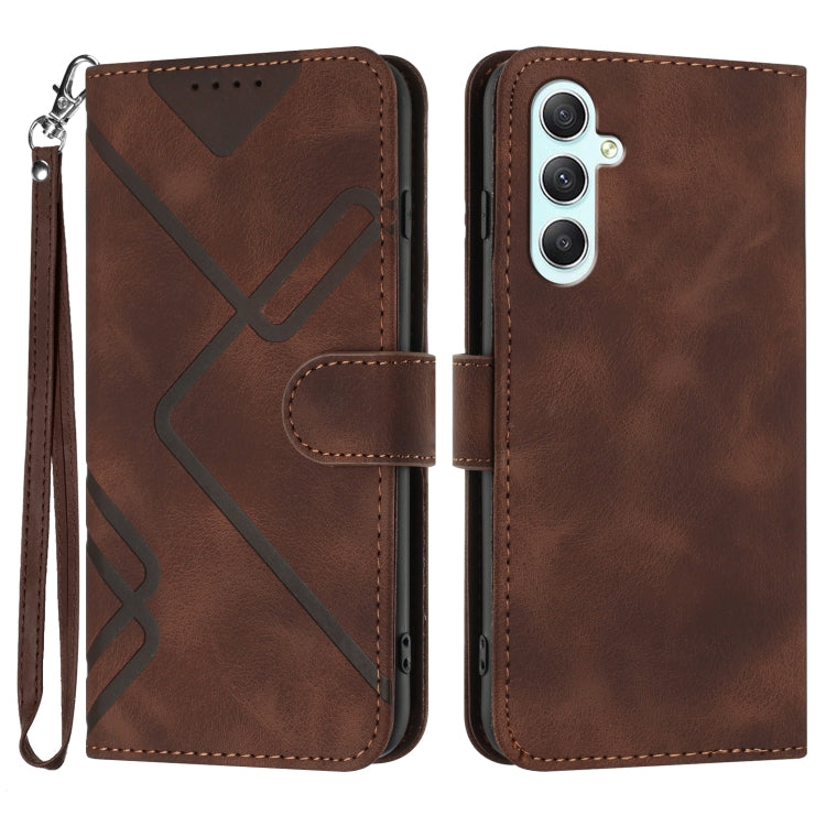 Line Pattern Skin Feel Leather Phone Case