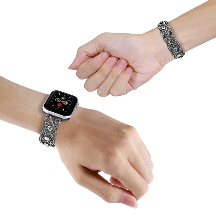 Diamonds Twist Metal Watch Band, For Apple Watch 9 41mm, For Apple Watch Ultra 49mm, For Apple Watch 8 41mm, For Apple Watch 8 45mm, For Apple Watch SE 2022 40mm, For Apple Watch SE 2022 44mm