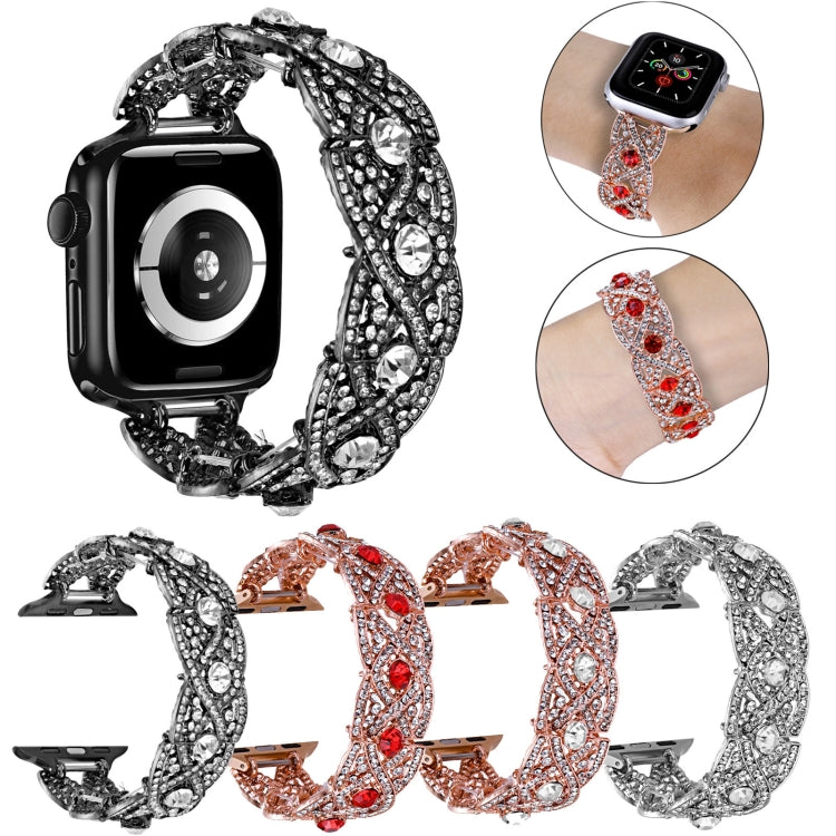 Diamonds Twist Metal Watch Band, For Apple Watch 5 44mm, For Apple Watch 5 40mm, For Apple Watch 4 44mm, For Apple Watch 4 40mm, For Apple Watch 3 38mm, For Apple Watch 3 42mm