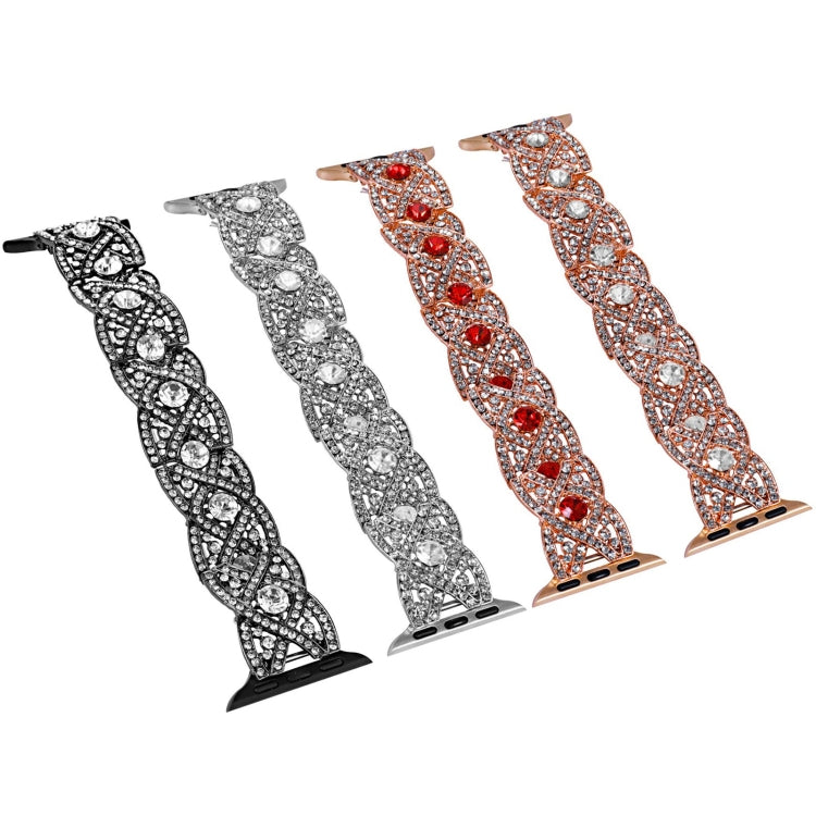 Diamonds Twist Metal Watch Band, For Apple Watch 5 44mm, For Apple Watch 5 40mm, For Apple Watch 4 44mm, For Apple Watch 4 40mm, For Apple Watch 3 38mm, For Apple Watch 3 42mm