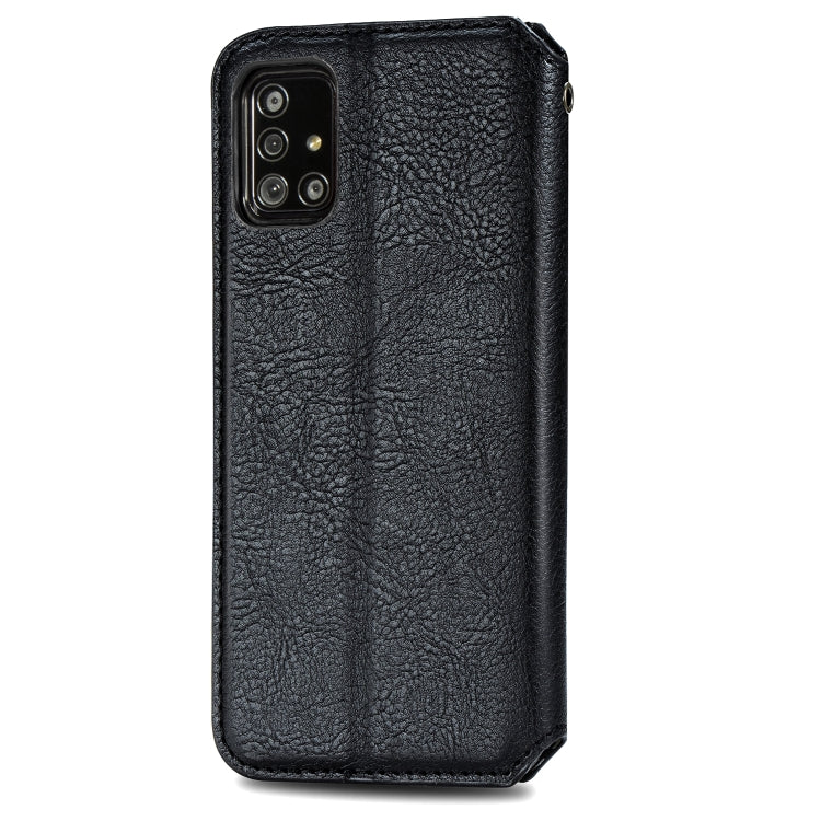 Cubic Grid Pressed Horizontal Flip Magnetic Leather Case with Holder & Card Slots & Wallet, For Samsung Galaxy A51