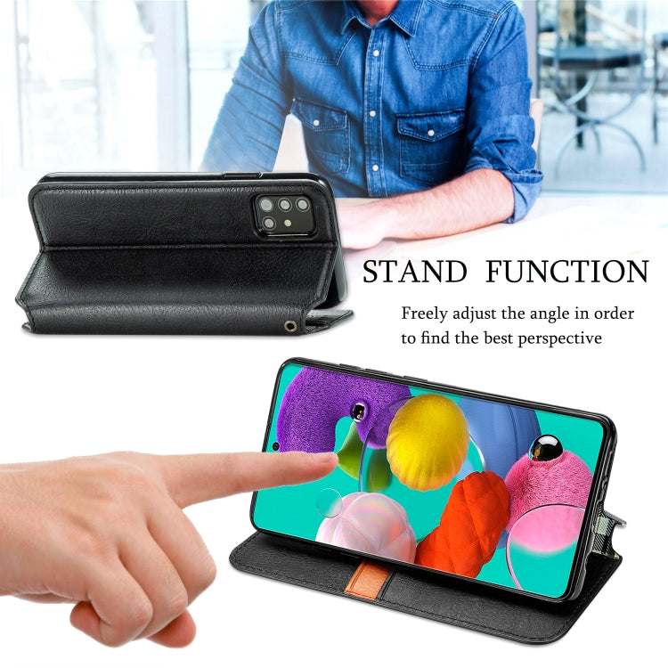 Cubic Grid Pressed Horizontal Flip Magnetic Leather Case with Holder & Card Slots & Wallet, For Samsung Galaxy A51