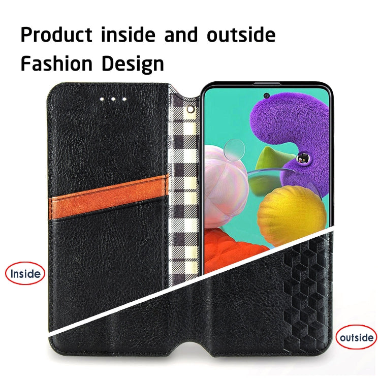 Cubic Grid Pressed Horizontal Flip Magnetic Leather Case with Holder & Card Slots & Wallet, For Samsung Galaxy A51