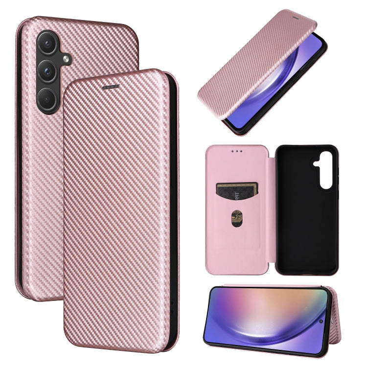 Carbon Fiber Texture Flip Leather Phone Case, For Samsung Galaxy A55 5G, For Samsung Galaxy S24+ 5G, For Samsung Galaxy A05, For Samsung Galaxy M54 5G