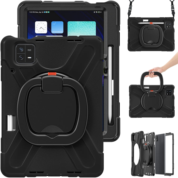 Silicone Hybrid PC Tablet Case with Holder & Shoulder Strap, For Xiaomi Pad 6 / 6 Pro