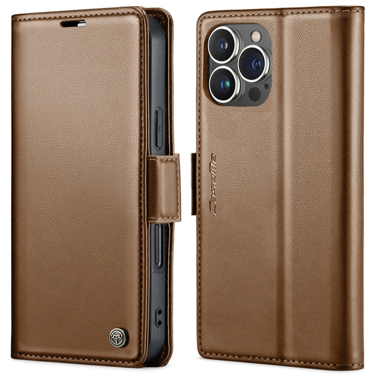 CaseMe 023 Butterfly Buckle Litchi Texture RFID Anti-theft Leather Phone Case, For iPhone 14, For iPhone 15 Pro Max, For iPhone 15 Pro, For iPhone 14 Plus