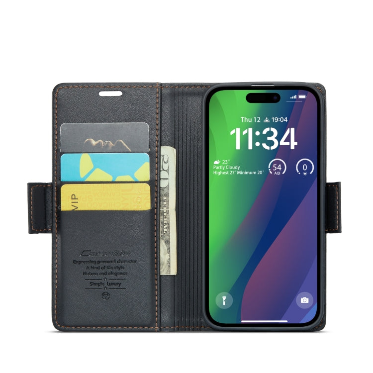 CaseMe 023 Butterfly Buckle Litchi Texture RFID Anti-theft Leather Phone Case, For iPhone 15 Plus, For iPhone 14 Pro, For iPhone 15, For iPhone 14 Pro Max
