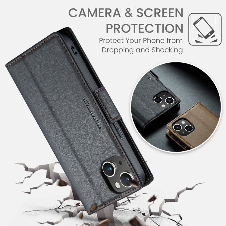 CaseMe 023 Butterfly Buckle Litchi Texture RFID Anti-theft Leather Phone Case, For iPhone 15 Plus, For iPhone 14 Pro, For iPhone 15, For iPhone 14 Pro Max