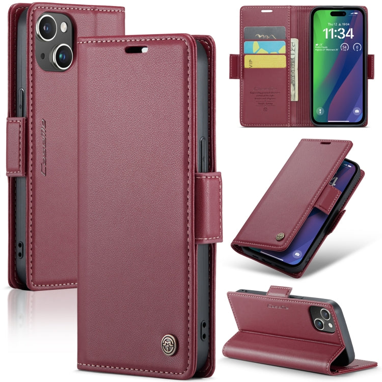 CaseMe 023 Butterfly Buckle Litchi Texture RFID Anti-theft Leather Phone Case, For iPhone 15 Plus, For iPhone 14 Pro, For iPhone 15, For iPhone 14 Pro Max