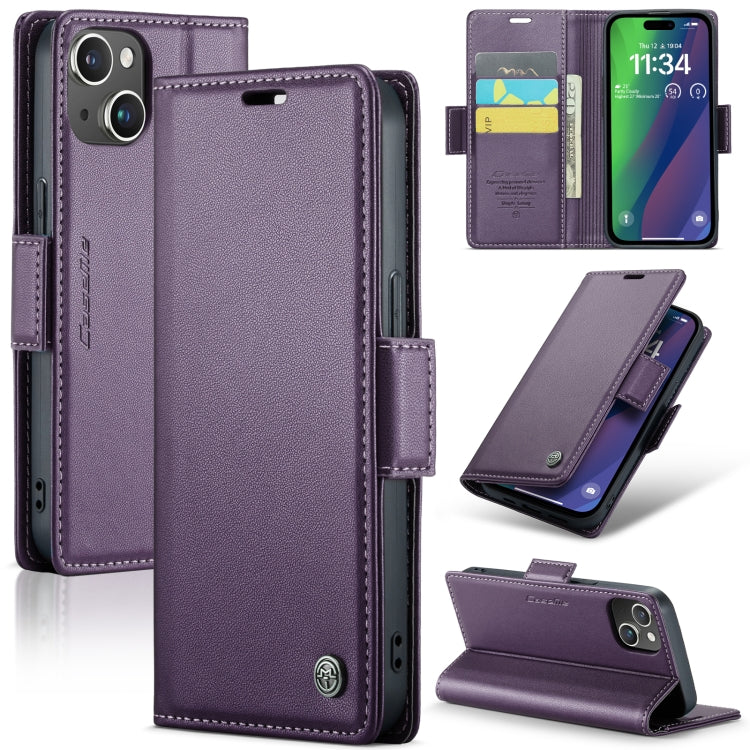 CaseMe 023 Butterfly Buckle Litchi Texture RFID Anti-theft Leather Phone Case, For iPhone 15 Plus, For iPhone 14 Pro, For iPhone 15, For iPhone 14 Pro Max