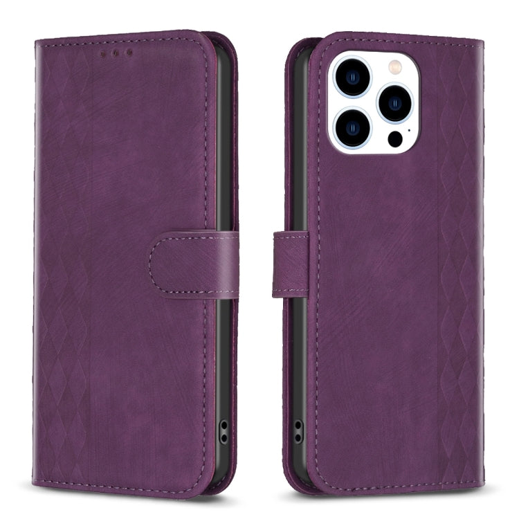 Plaid Embossed Leather Phone Case