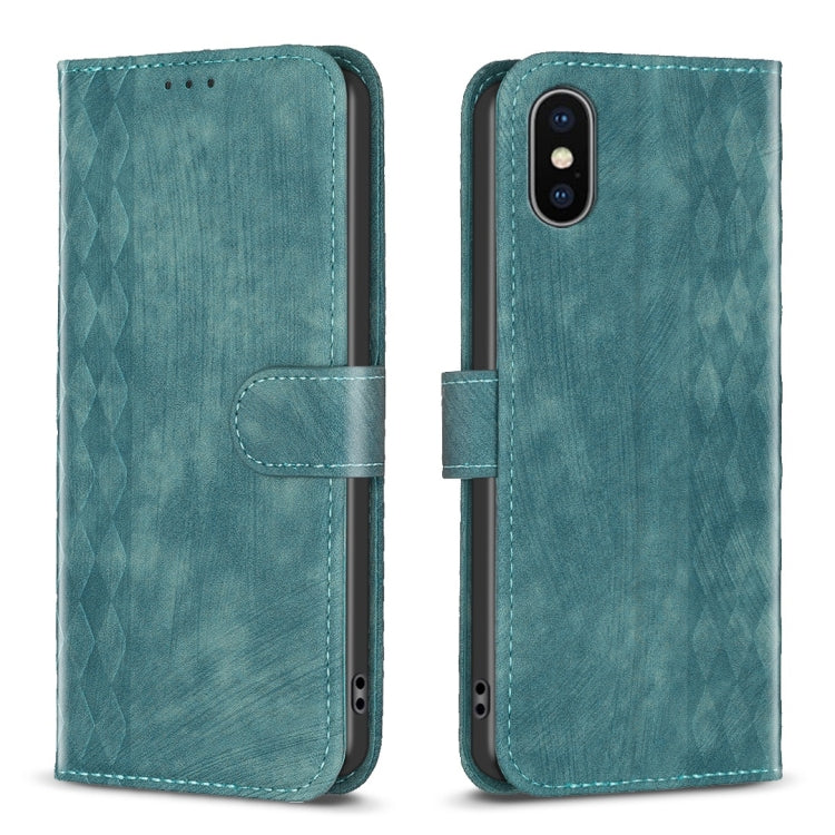 Plaid Embossed Leather Phone Case, For iPhone 15 Plus, For iPhone 11 Pro, For iPhone 11 Pro Max, For iPhone X / XS