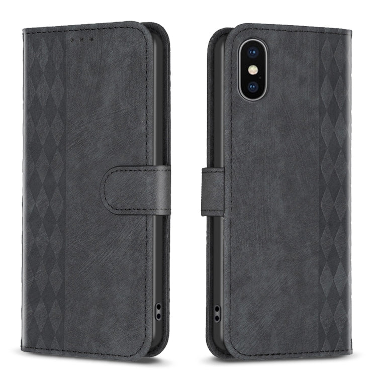 Plaid Embossed Leather Phone Case, For iPhone 15 Plus, For iPhone 11 Pro, For iPhone 11 Pro Max, For iPhone X / XS