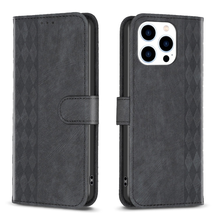 Plaid Embossed Leather Phone Case, For iPhone 14 Pro Max, For iPhone 13, For iPhone 13 Pro, For iPhone 15 Pro