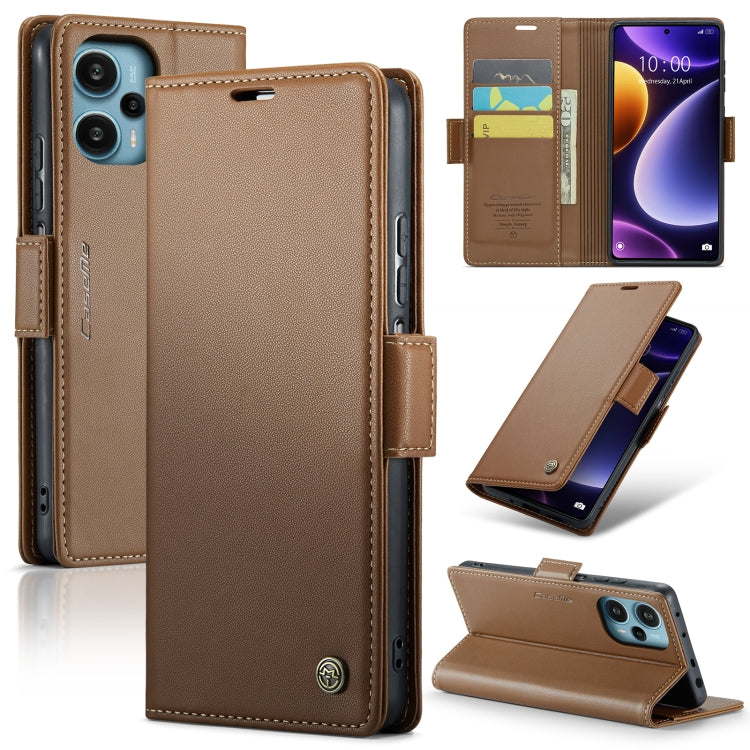 Étui en cuir antivol RFID CaseMe 023 avec boucle papillon et texture litchi pour Xiaomi Redmi Note 12 Pro+ 5G Global, Xiaomi Redmi Note 12 Pro 5G Global, Xiaomi Poco X5 Pro 5G, Xiaomi Poco X5 5G, Xiaomi Redmi Note 12 5G Global