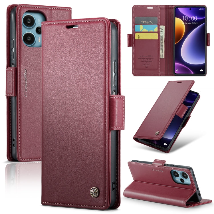 Étui en cuir antivol RFID CaseMe 023 avec boucle papillon et texture litchi pour Xiaomi Redmi Note 12 Pro+ 5G Global, Xiaomi Redmi Note 12 Pro 5G Global, Xiaomi Poco X5 Pro 5G, Xiaomi Poco X5 5G, Xiaomi Redmi Note 12 5G Global