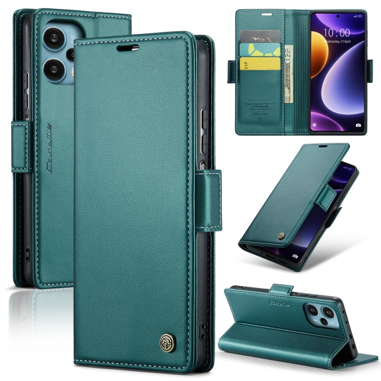 Étui en cuir antivol RFID CaseMe 023 avec boucle papillon et texture litchi pour Xiaomi Redmi Note 12 Pro+ 5G Global, Xiaomi Redmi Note 12 Pro 5G Global, Xiaomi Poco X5 Pro 5G, Xiaomi Poco X5 5G, Xiaomi Redmi Note 12 5G Global