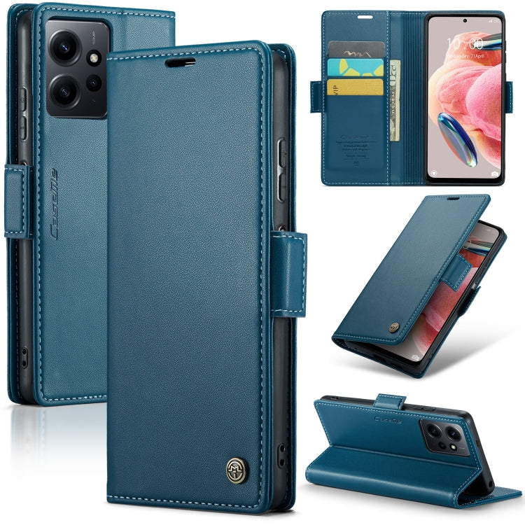 Étui en cuir antivol RFID CaseMe 023 avec boucle papillon et texture litchi pour Xiaomi Redmi Note 12 Pro+ 5G Global, Xiaomi Redmi Note 12 Pro 5G Global, Xiaomi Poco X5 Pro 5G, Xiaomi Poco X5 5G, Xiaomi Redmi Note 12 5G Global