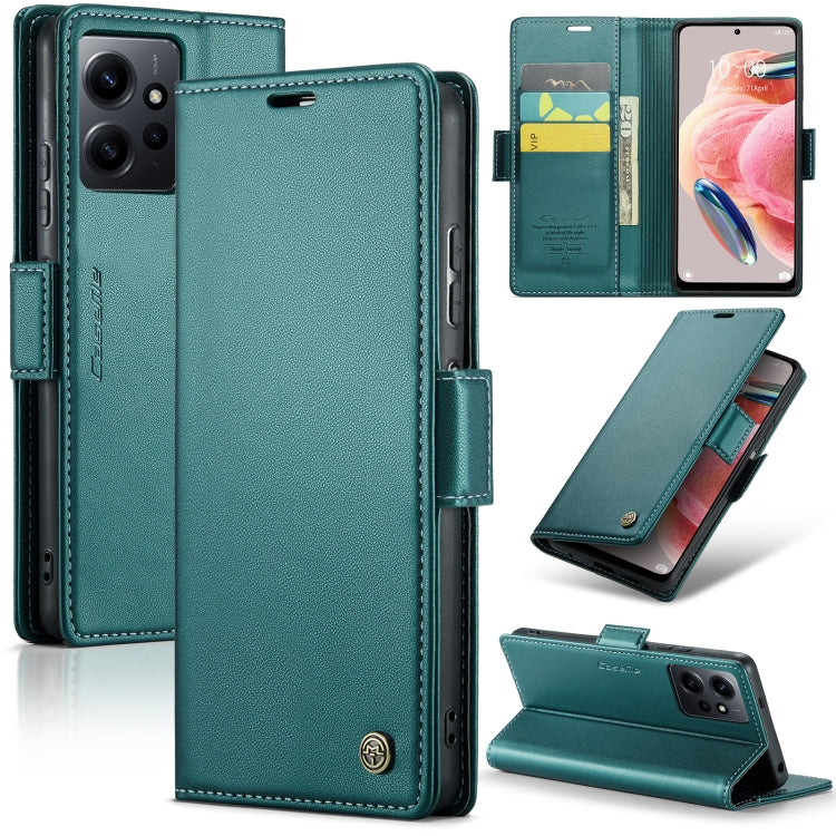 Étui en cuir antivol RFID CaseMe 023 avec boucle papillon et texture litchi pour Xiaomi Redmi Note 12 Pro+ 5G Global, Xiaomi Redmi Note 12 Pro 5G Global, Xiaomi Poco X5 Pro 5G, Xiaomi Poco X5 5G, Xiaomi Redmi Note 12 5G Global