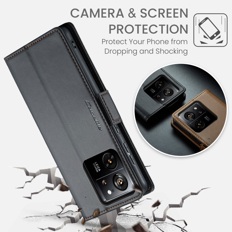 Étui en cuir antivol RFID CaseMe 023 avec boucle papillon et texture litchi pour Xiaomi Redmi Note 12 Pro+ 5G Global, Xiaomi Redmi Note 12 Pro 5G Global, Xiaomi Poco X5 Pro 5G, Xiaomi Poco X5 5G, Xiaomi Redmi Note 12 5G Global