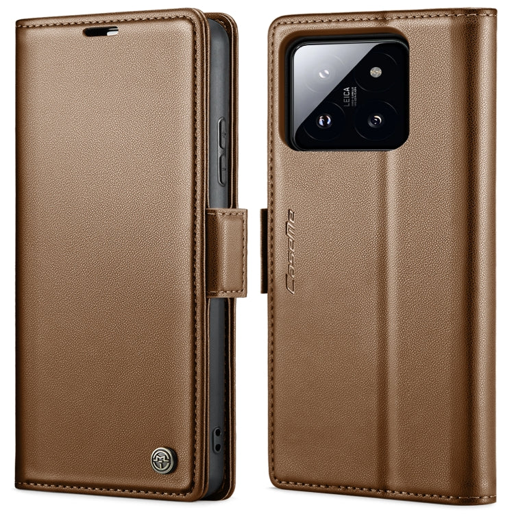 Étui en cuir antivol RFID CaseMe 023 avec boucle papillon et texture litchi pour Xiaomi Poco X6 5G, Xiaomi 14 Pro, Xiaomi 14, Xiaomi Redmi Note 13 5G, Xiaomi Redmi Note 13 Pro+ 5G