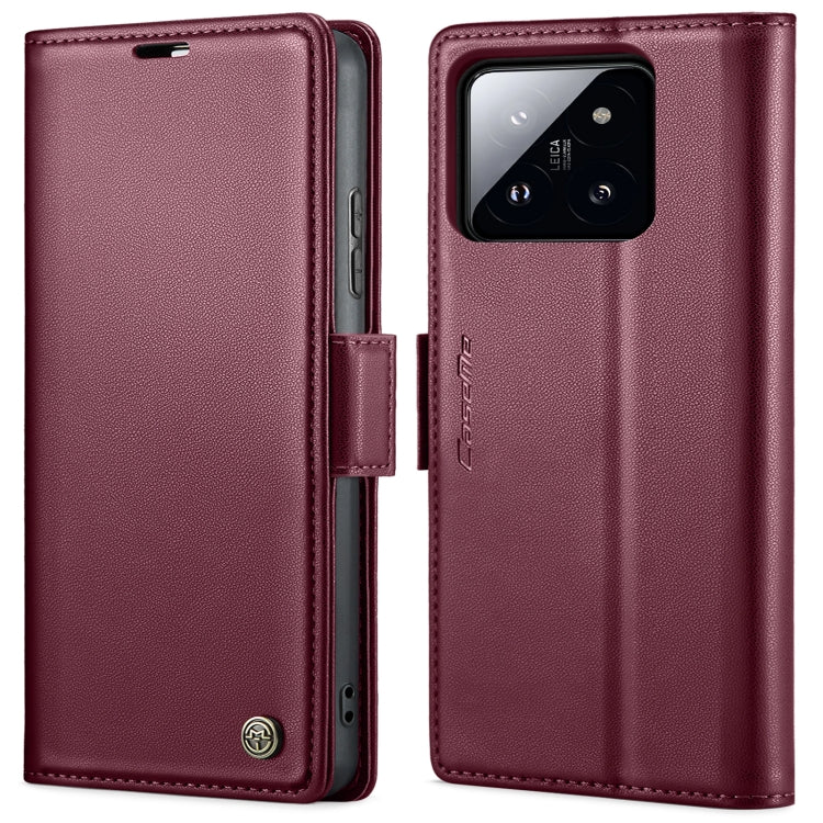 Étui en cuir antivol RFID CaseMe 023 avec boucle papillon et texture litchi pour Xiaomi Poco X6 5G, Xiaomi 14 Pro, Xiaomi 14, Xiaomi Redmi Note 13 5G, Xiaomi Redmi Note 13 Pro+ 5G