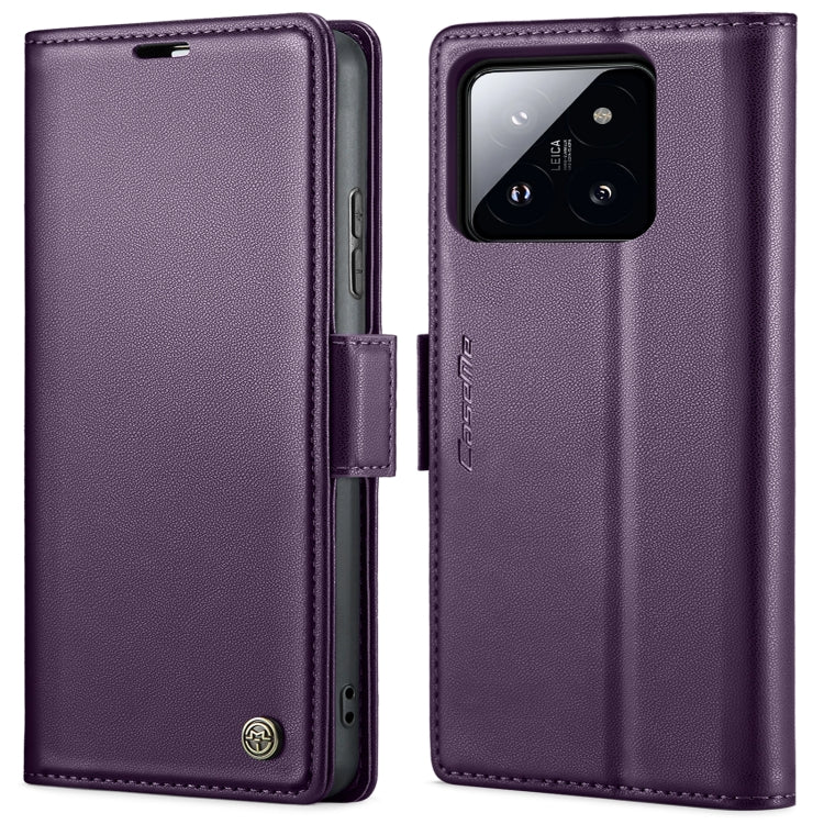 Étui en cuir antivol RFID CaseMe 023 avec boucle papillon et texture litchi pour Xiaomi Poco X6 5G, Xiaomi 14 Pro, Xiaomi 14, Xiaomi Redmi Note 13 5G, Xiaomi Redmi Note 13 Pro+ 5G