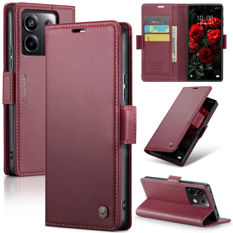 Étui en cuir antivol RFID CaseMe 023 avec boucle papillon et texture litchi pour Xiaomi Poco X6 5G, Xiaomi 14 Pro, Xiaomi 14, Xiaomi Redmi Note 13 5G, Xiaomi Redmi Note 13 Pro+ 5G